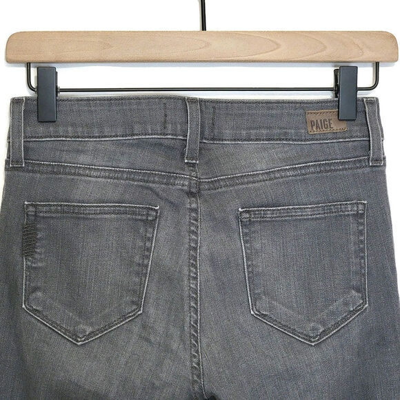 Paige Verdugo Ankle Gray Skinny Jean Mid Rise Distressed Knee Zip Ankle Denim 26 - Picture 7 of 12